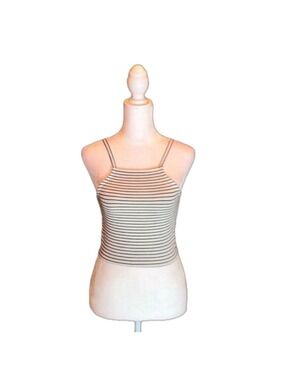 TOPSHOP PETITE Gray with Black Stripes Crop Tank Top Size 0